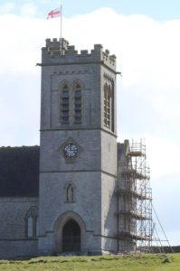 Emergency repointing work has already started and part of the church is scaffolded (Photo by Alan Rowland)